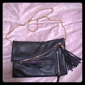 Navy blue faux leather purse
